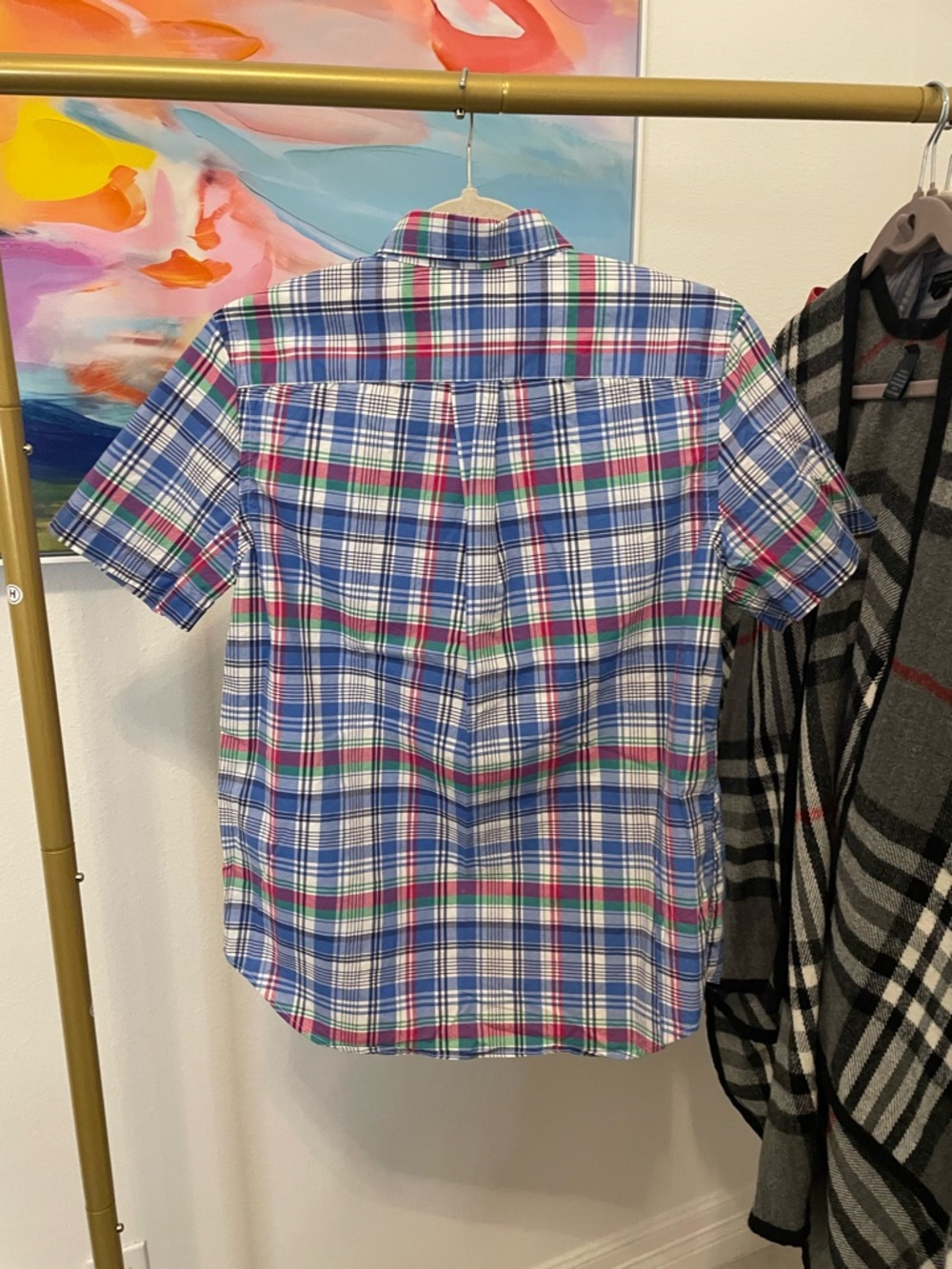 Ralph Lauren Short-Sleeve Plaid Button-Down Shirt - Blue, Green, Red Boys Size L - Picture 6 of 8